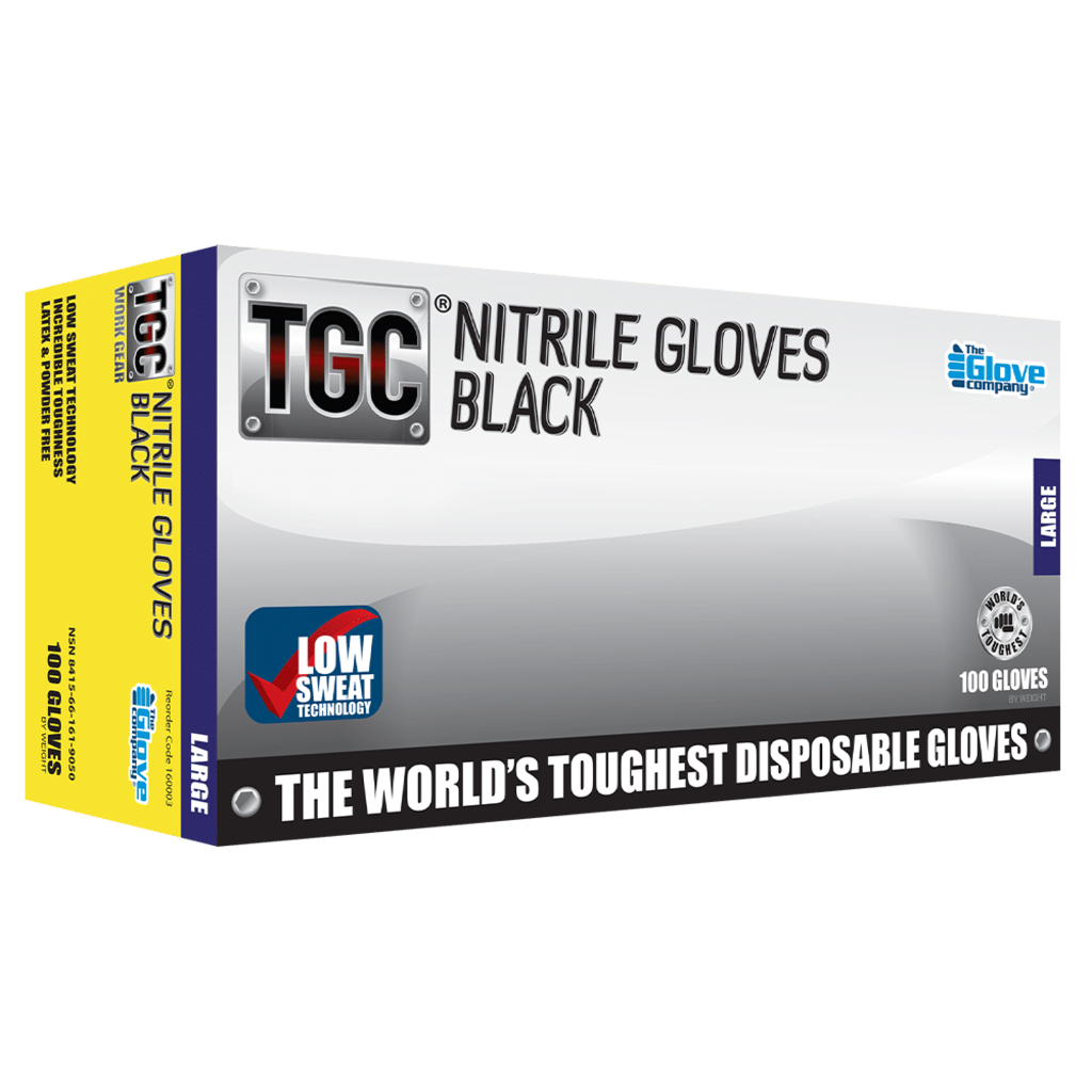 Nitrile Black Disposable Gloves - Solvent Resistant- Xl 100 Per Box
