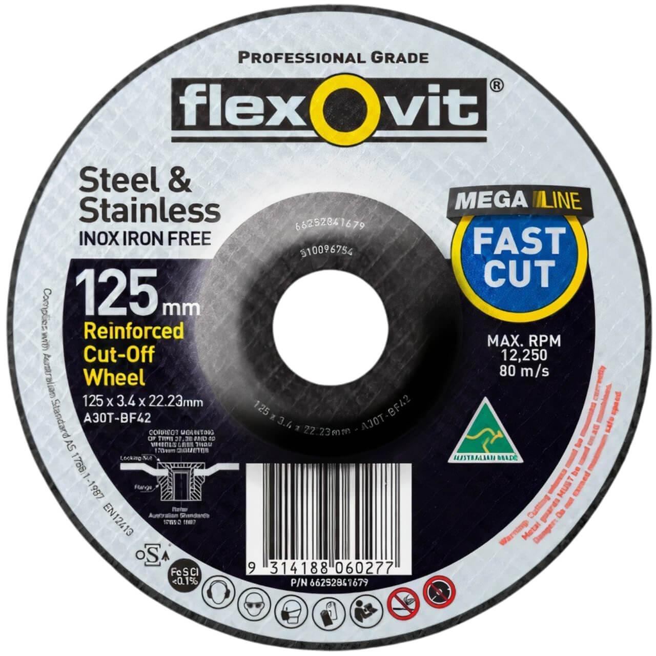 Flexovit Cutting/Grinding Disc 125X3.4X22 D/C Metal