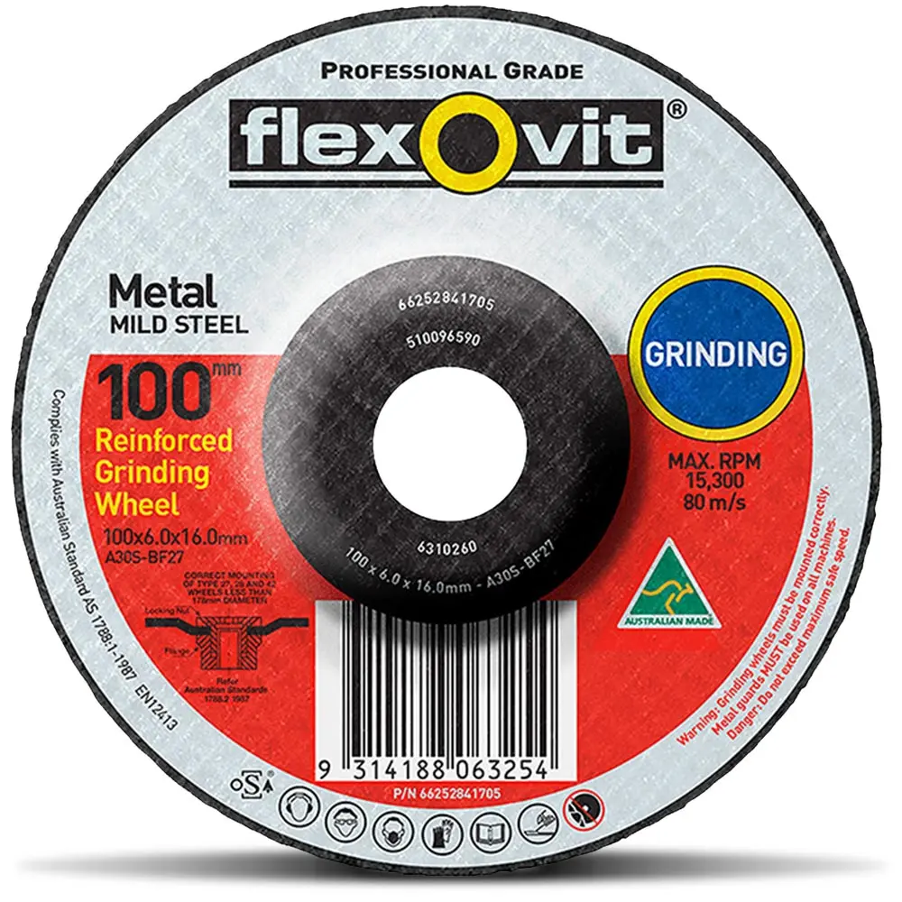 Flexovit Grinding Disc 100 X 6.0 X 16 D/C Metal