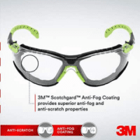 3M Specs-Dust Seal Grn/Blk Clear Anti Fog Lens