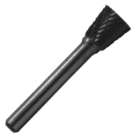 3/8In Inverted Cone Carbide Burr, 1/4In Shank Dia