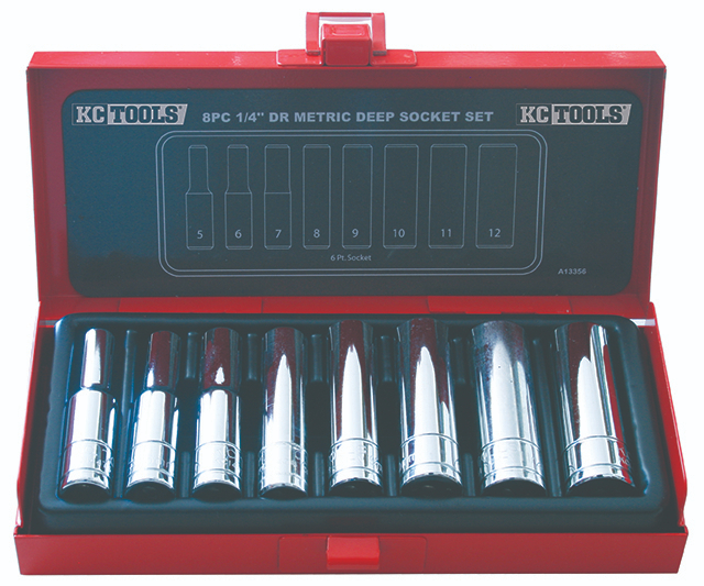 Socket Set 1/4Dr 8Pc Met Deep